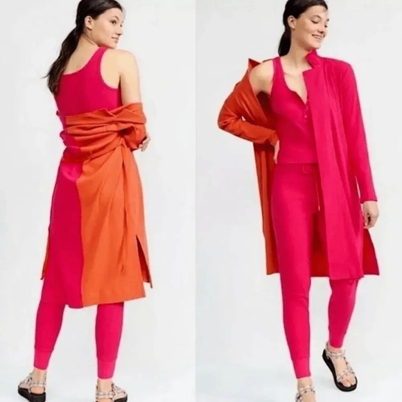 Daily Practice Colorblock Ribbed Yoga Duster Cardigan Robe - Picture 1 of 14